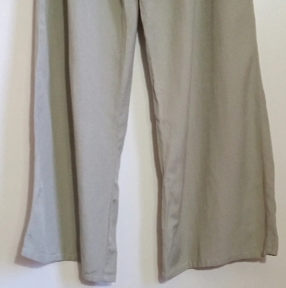 Japna sage green linen blend wide leg pants with fabric tie belt women's size L - Picture 2 of 7